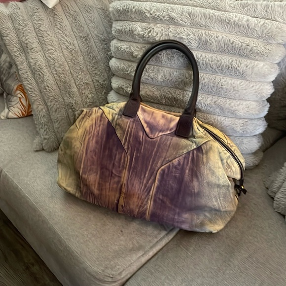 YVES  Saint Laurant Very large Purple Muse  Bag  18 “ X 12”. - Picture 10 of 15